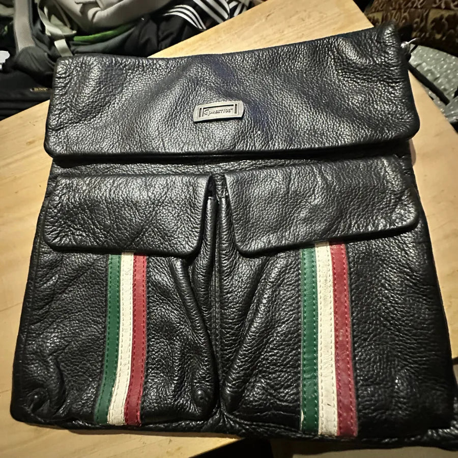 Vintage Gucci Italy, Black Denim-Canvas Shoulder Bag