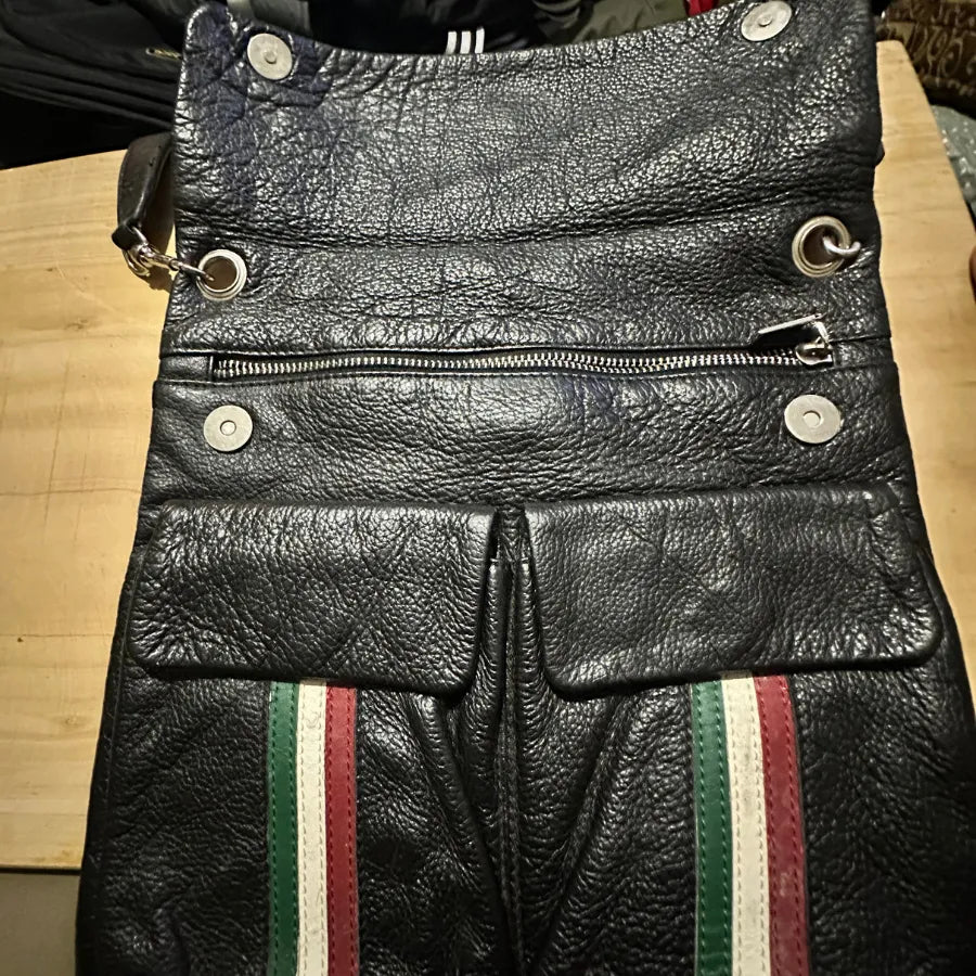 Vintage Gucci Italy, Black Denim-Canvas Shoulder Bag