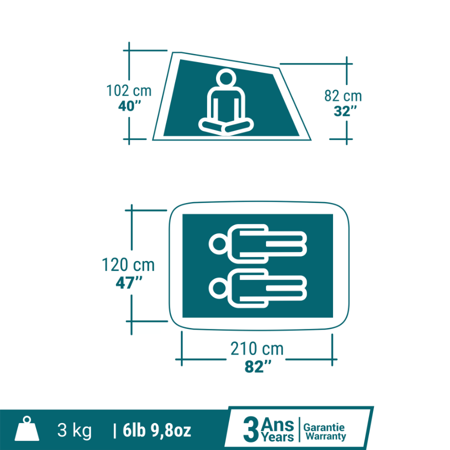 Tente de camping instantanée 2 places