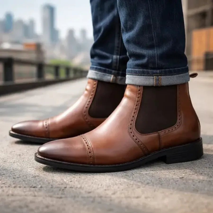 bottine Chelsea en cuir marron clair