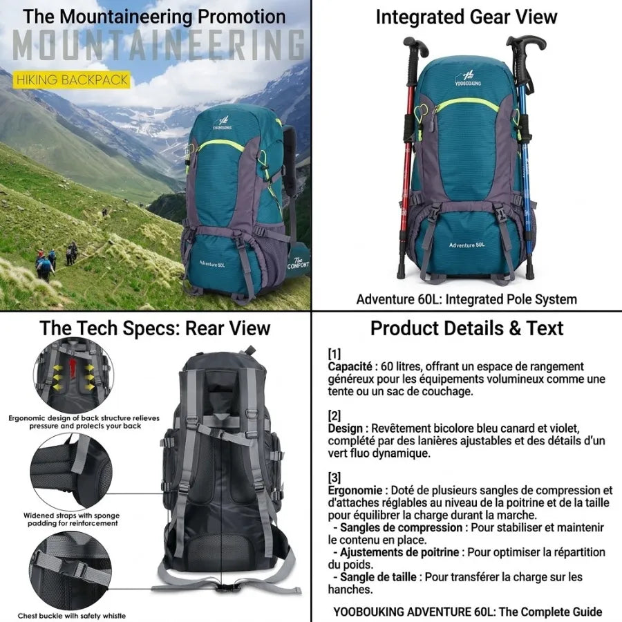 WATERPROOF ADVENTURE 50/60L HIKING BACKPACK